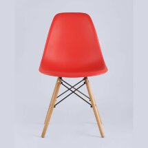 Стул Eames SIMPLE DSW красный, литой полипропилен, стальной каркас, натуральный массив бука