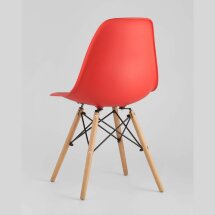 Стул Eames SIMPLE DSW красный, литой полипропилен, стальной каркас, натуральный массив бука