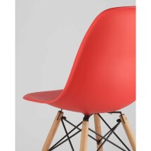 Стул Eames SIMPLE DSW красный, литой полипропилен, стальной каркас, натуральный массив бука