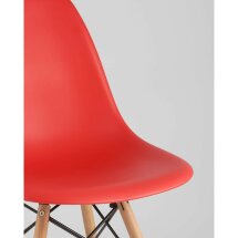 Стул Eames SIMPLE DSW красный, литой полипропилен, стальной каркас, натуральный массив бука