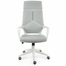 Кресло офисное / IQ / (white+grey) белый пластик / серая ткань