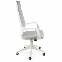 Кресло офисное / IQ / (white+grey) белый пластик / серая ткань