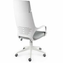 Кресло офисное / IQ / (white+grey) белый пластик / серая ткань