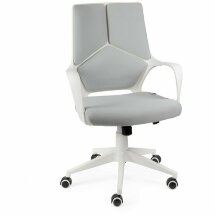 Кресло офисное / IQ / (white+grey) белый пластик / серая ткань