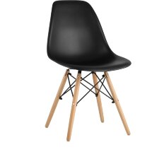 Стул Eames SIMPLE DSW черный, литой полипропилен, стальной каркас, натуральный массив бука