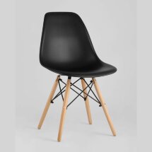 Стул Eames SIMPLE DSW черный, литой полипропилен, стальной каркас, натуральный массив бука