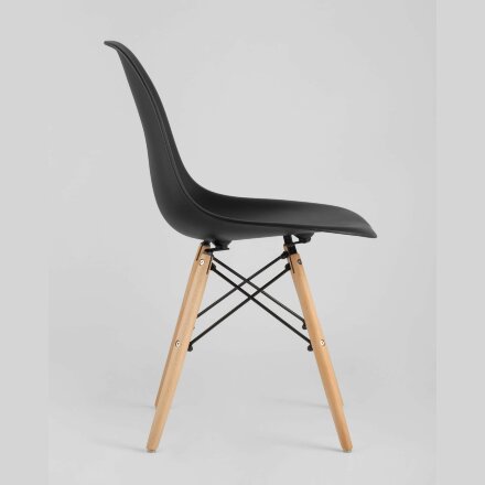 Стул Eames SIMPLE DSW черный, литой полипропилен, стальной каркас, натуральный массив бука 