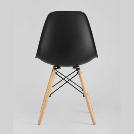 Стул Eames SIMPLE DSW черный, литой полипропилен, стальной каркас, натуральный массив бука 