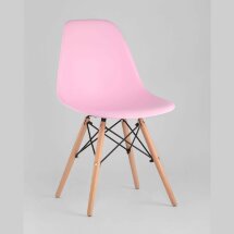 Стул Eames SIMPLE DSW розовый, литой полипропилен, стальной каркас, натуральный массив бука