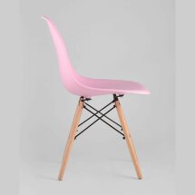 Стул Eames SIMPLE DSW розовый, литой полипропилен, стальной каркас, натуральный массив бука