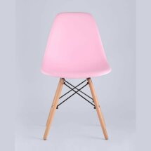 Стул Eames SIMPLE DSW розовый, литой полипропилен, стальной каркас, натуральный массив бука