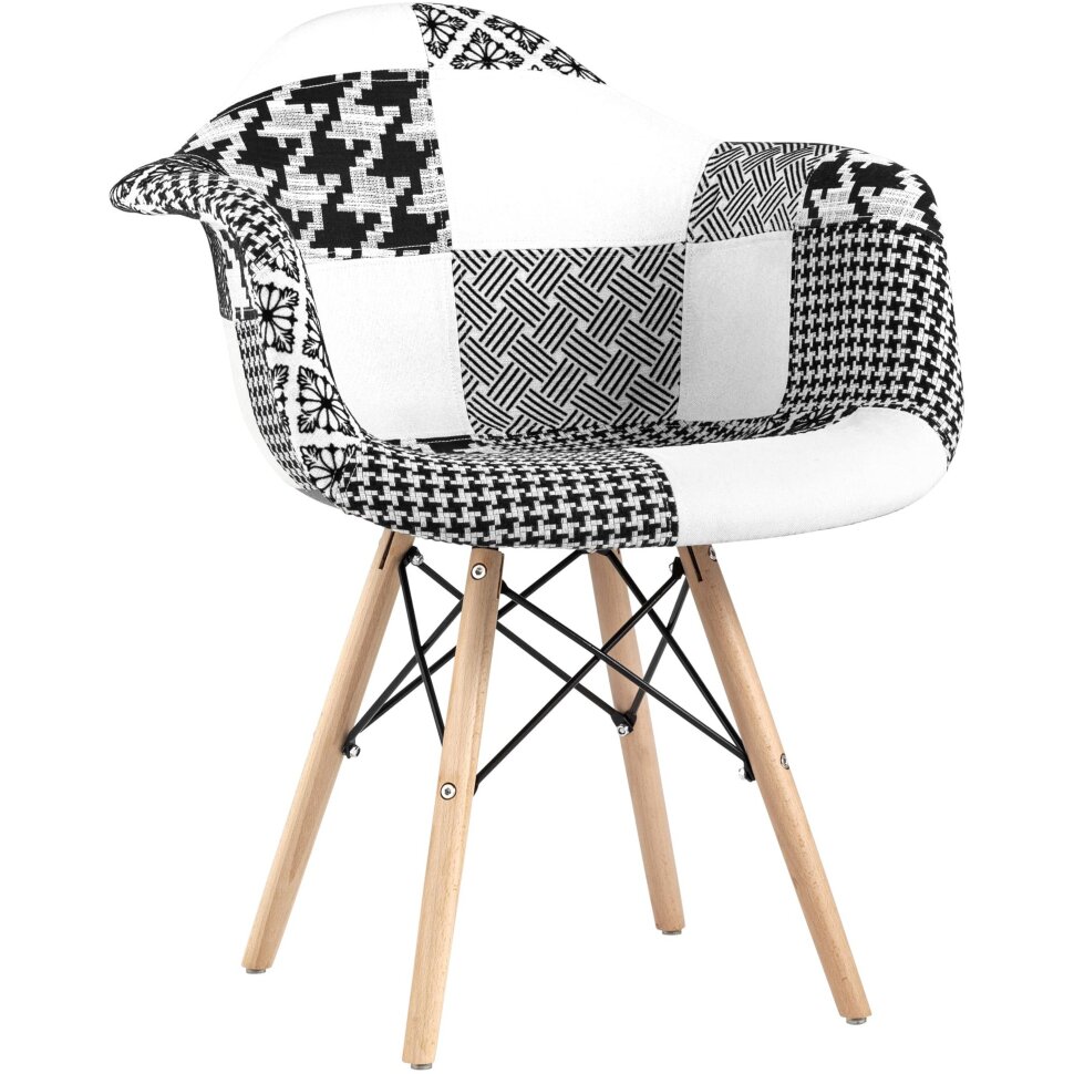 Eames в стиле пэчворк черно-белое, ножки массив бука 