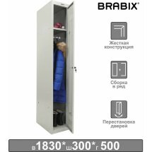 Шкаф металлический для одежды BRABIX &quot;LK 11-30&quot;, УСИЛЕННЫЙ, 1 секция, 1830х300х500 мм,18 кг, 291127, S230BR401102