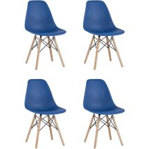 Стул Eames Style DSW синий x4 (разборный каркас)