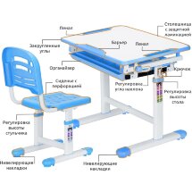 Комплект мебели  столик   стульчик  EVO-06 Blue столешница белая / пластик синий  одна коробка