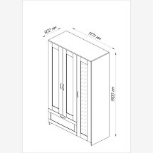 Шкаф для одежды трехстворчатый, с одним выдвижным ящиком СИРИУС