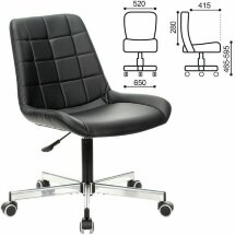 Кресло BRABIX &quot;Deco MG-316&quot;, без подлокотников, пятилучие серебристое, экокожа, черное, 532080.