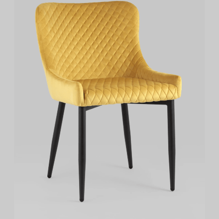Стул мягкий Stool Group Ститч ткань велюр оранжевый прострочка и черные металлические ножки 