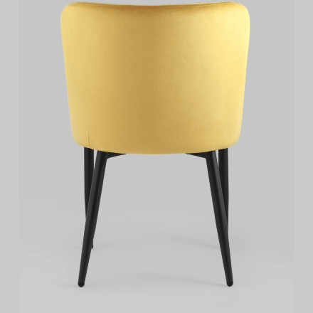 Стул мягкий Stool Group Ститч ткань велюр оранжевый прострочка и черные металлические ножки 