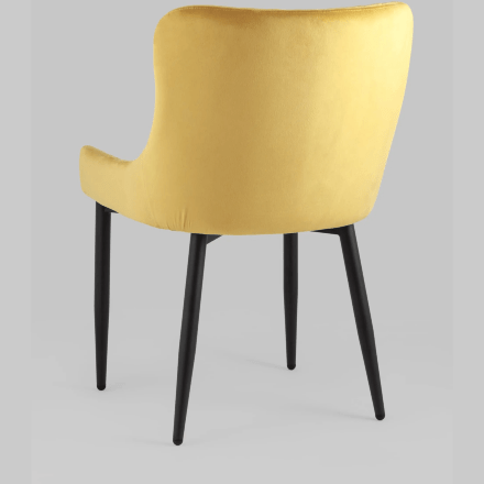Стул мягкий Stool Group Ститч ткань велюр оранжевый прострочка и черные металлические ножки 