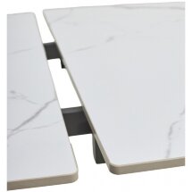 Керамический стол Estebio 160 gloss statuario white solid ceramic / серый металлик