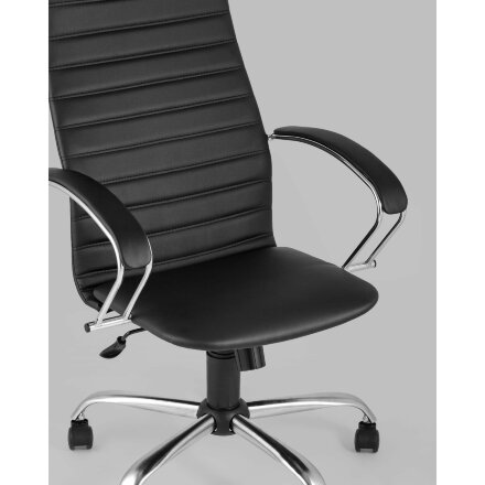 Компьютерное кресло Stool Group офисное Сеймур экокожа черный крестовина хром 