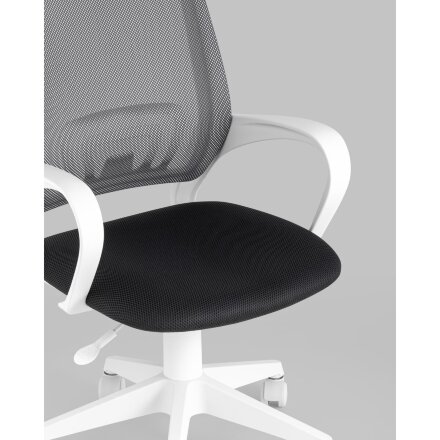 Кресло офисное TopChairs ST-BASIC-W серый крестовина пластик белый 